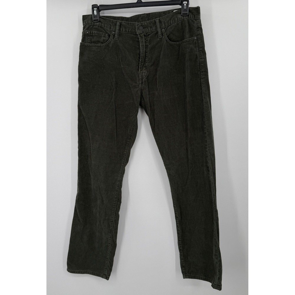 Gap 1969 Relaxed Straight Corduroy Pants Mens 33x32 Olive Green Cotton Cords